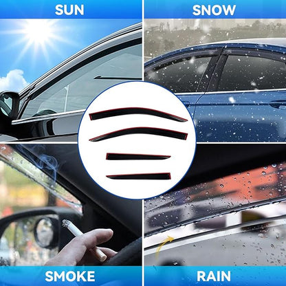4pcs Front+Rear Smoke Tint Sun/Rain Guard Compatible with 2018 2019 2020 2021 2022 Toyota C-HR CHR Outside Mount Tape-On Vent Window Visors