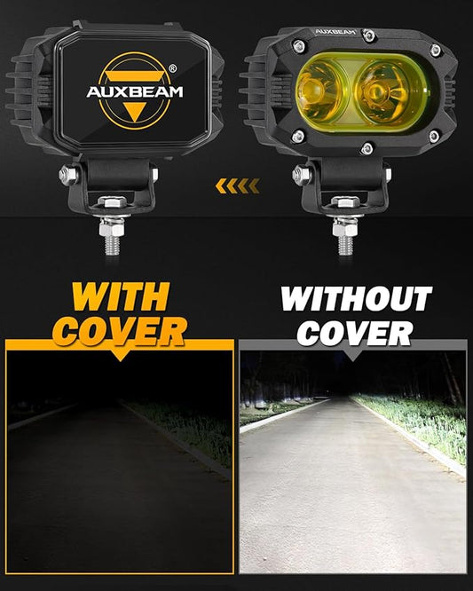 Auxbeam 4 Inch LED Pod Covers, Square Off Road Light Protective Covers, Black Cube Mask Offroad Plastic Light Lens Cover for Trucks Jeep (ZD000822)