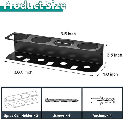 EVERHANGER Spray Can Holder, Wall Mount Spray Bottle Storage Rack Heavy Duty Spray Paint Bottle Organizer for Garage & Home, 8 Can Holes