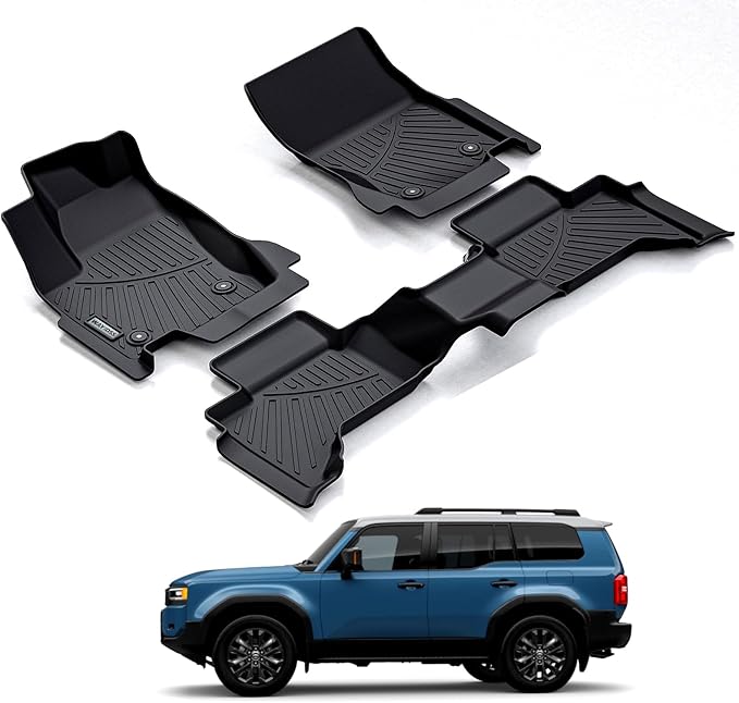 Floor Mats for 2024 2025 Toyota Land Cruiser TPE All Weather Protection Car Floor Liners All Season Guard Odorless Anti-Slip Mats Accessory Custom Fit for 2024 2025 Toyota Land Cruiser-Black
