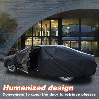 12-Layer Custom Fit Car Cover for Tesla Model X (2015-2025), Upgraded Waterproof All-Weather Full Exterior Cover with Door Zipper, for Snow Rain Dust and Sun UV Protection-Black.
