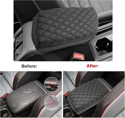 SXCY for 2024 VW Tiguan Armrest Cover Pad for Volkswagen Tiguan 2024 Accessories 2018-2022 2023 2024 Tiguan Center Console Cover 2024 Tiguan/Taos Middle Console Cover (Thicken Pad Checkered Pattern)