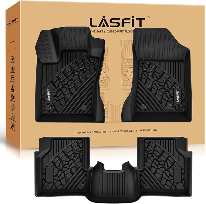 LASFIT Floor Mats for Jeep Compass 2017-2025 All Weather TPE Custom Fit Car Mats Floor Liners 1st & 2nd Row, Black