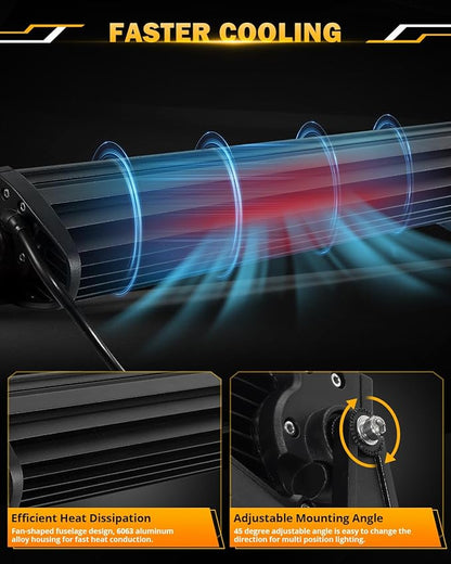 Auxbeam 30 Inch 180W LED Light Bar, 6 Modes Spot Flood Combo Offroad Lighting Amber White Strobe Fog Light, Memory Reset Function Waterproof Driving Work Light with 10FT Wiring Harness Kit