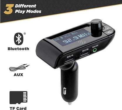 Scosche SBTFM2-XCES0 Select Bluetooth 5.0 FM Transmitter w/ Dual USB Charger Ports, LCD Screen & Aux Port, Wireless Radio Bluetooth Audio Adapter, Hands-Free Car Kit for Phone Calls & MP3 Music Player