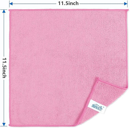 HOMEXCEL Pink Microfiber Cleaning Cloth, 50 Pack Cleaning Towels for Kitchen, Lint Free, Scratch-Free, Highly Absorbent, and Reusable Cleaning Rags for House, Window and Glass, Cars, 11.5 X11.5 inch