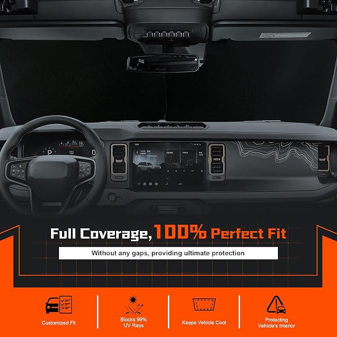 Custom Fit Windshield Sun Shade for VW ID.4 2021-2025 - Full Coverage, 210T Reflective Fabric, Double-Layer Design - Blocks 99% UV Rays, Keeps Car Cool, Easy to Install and Store