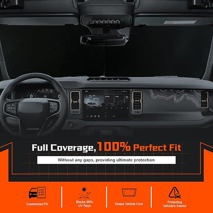 Custom Fit Windshield Sun Shade for VW ID.4 2021-2025 - Full Coverage, 210T Reflective Fabric, Double-Layer Design - Blocks 99% UV Rays, Keeps Car Cool, Easy to Install and Store