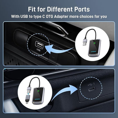 Wireless CarPlay Adapter for iPhone, Upgraded 5.8GHz Carplay Wireless Adapter Converts Wired to Wireless, Plug & Play, No Latency, Fast Stable Connect to iPhone iOS 10+, Fit for Cars from 2015
