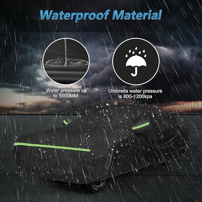 Waterproof Car Covers for Chevrolet Chevelle Malibu SS Sedan/Coupe 1964-1972, 420D Oxford Cloth Sun Heat Protection Outdoor Full Covers with Driver Side Zipper Windproof Heavy Duty All Weather