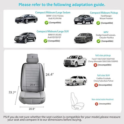 2pc Car Seat Covers, Luxury Car Protectors, Universal Anti-Slip Driver Seat Covers, Edge Wrapping Front Car Seat Covers with PU Leather(Gray)