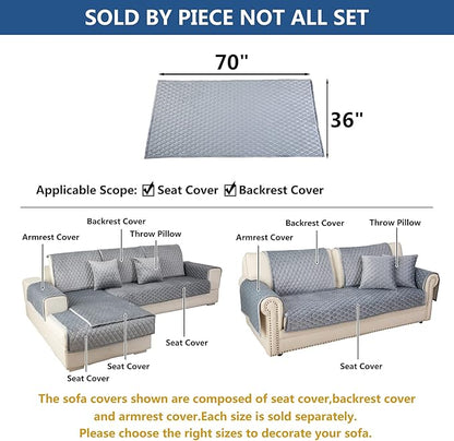 Eismodra Couch Cover,Sectional Couch Covers,Sofa Covers for 3 Cushion Couch,Anti-Slip Sofa Slipcovers for Dogs Cats Kids Loveseat Recliner L Shaped Armrest Backrest,Light Gray 36''x70''(Only 1 Piece)