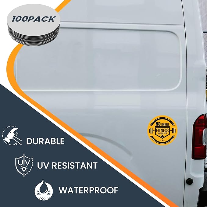 Magnet Me Up Customizable 30 Mil Round Magnet- 6”, 100 PK Weatherproof Car Magnet for Businesses, Sports Teams, Fundraiser, Personal Expression- Custom Text & Logo- Strong Magnetic Vinyl for Vehicles