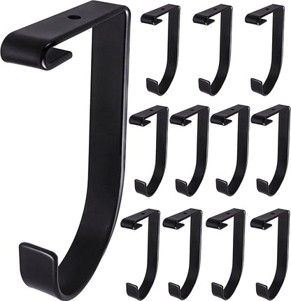 12-Pack Heavy Duty Add-On Storage Flat Hook Accessory for Garage Ceiling Storage Rack and Wall Shelving,Alloy Steel, Black-Suitable for FLEXINOUMTS Ceiling Storage Racks and Wall Shelves