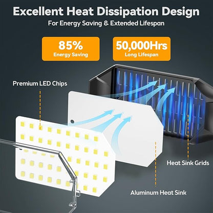 LED Garage Light Super Bright 15000LM LED Shop Lights 6500K Garage Lighting, 360° & 180°Adjustable Basement Lights with 6 Deformable Panels Screw in E26/E27 Socket for Workshop Storage Barn Attic
