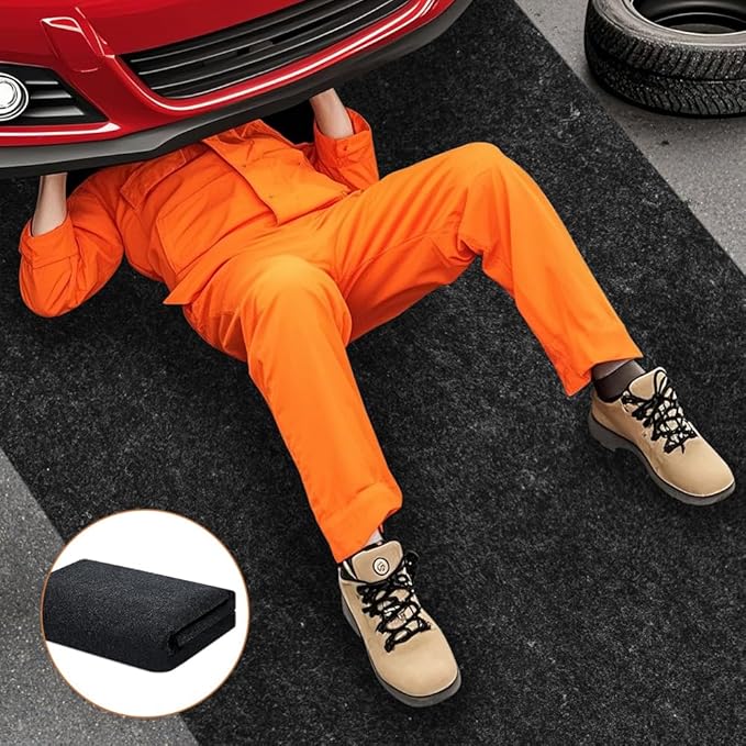 Oil Spill Mat - Garage Floor Mat, Absorbent Oil Pad, Premium Maintenance Mat, Waterproof, Contain Liquid, Protect Garage Surface from Spill & Stain, Reusable, Washable, Durable, Black 59×36inches