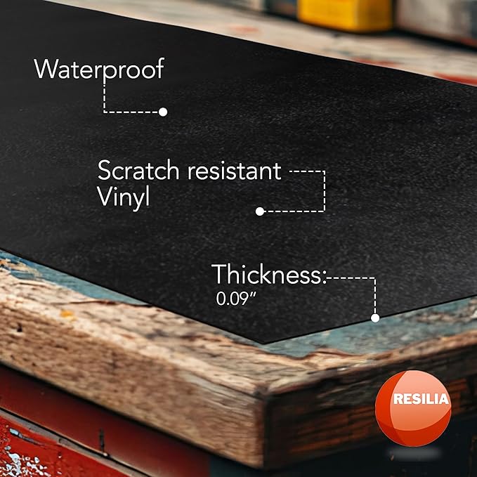RESILIA Work Bench Mat - 36" X 96", Scratch-Resistant PVC Mats - Protect Your Workbench, Table, or Tool Station from Painting, Woodworking, Crafting, Building, & More, Black, Made in The USA