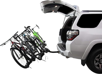 Saris SuperClamp EX 4-Bike Hitch Rack – Lightweight Platform Bike Carrier for Car, SUV, Truck – Tilting Design, Secure Wheel Clamping, Fits Road, Mountain, E-Bikes – 2" Hitch Receiver