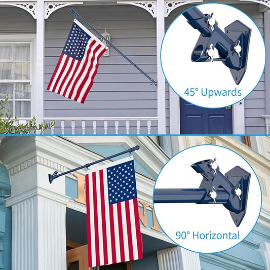 ZMTECH Flag Pole - Upgraded Bracket, 6 FT Stainless Steel Flag Poles for Outside House, Residential or Commerical, Tangle Free Flag Pole Kit for American Flag (without Flag, Blue)