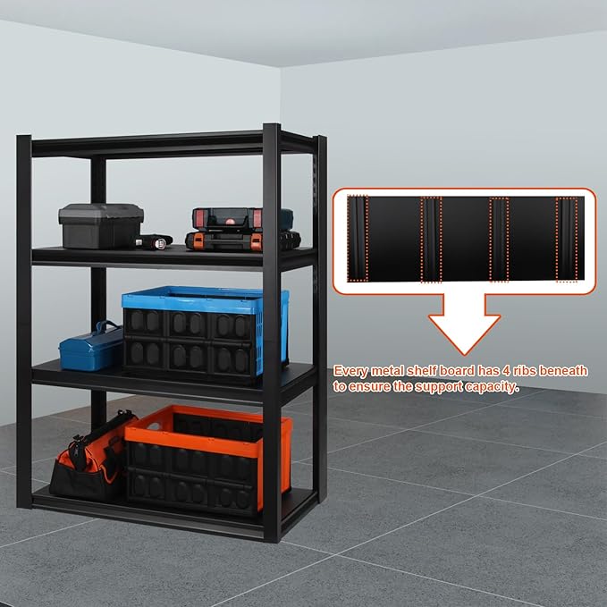 PACHIRA E-Commerce 39.4" W Garage Shelving Unit Heavy Duty, 4 Tier Adjustable Shelves Garage Storage System Industrial Shelving Kitchen Storage Rack 39.4" W x 19" D x 57" H
