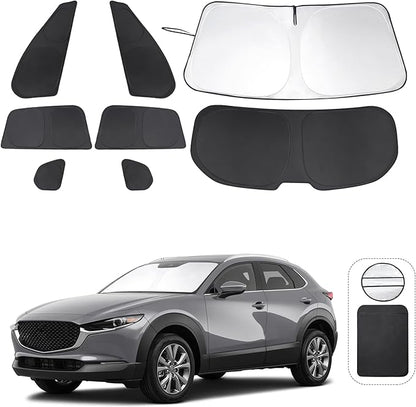 TINGLU Window Shades for Mazda CX-30 2019-2024 2025 Accessories Car Side Full Windows Rear Triangular Windshield Sun Shade Sun UV Rays & Privacy Protection for Camping,Napping,and Relaxing 8PCS
