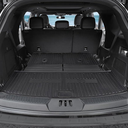 Floor Mats for 2020-2024 2025 Ford Explorer (7-seat), All Weather TPE Floor Mat Cargo Liner with Backrest Mat for Explorer ST/XLT Accessories