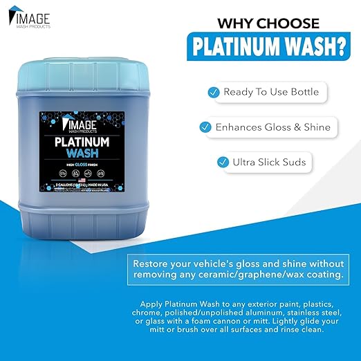Image Wash Products - (5-Gallon Platinum Wash Car Soap – Car Wash Foam Soap for Foam Cannon & Pressure Washer | High Gloss RV/Truck Wash Soap | Bubble Gum Scent, Detailer Grade Car Soap