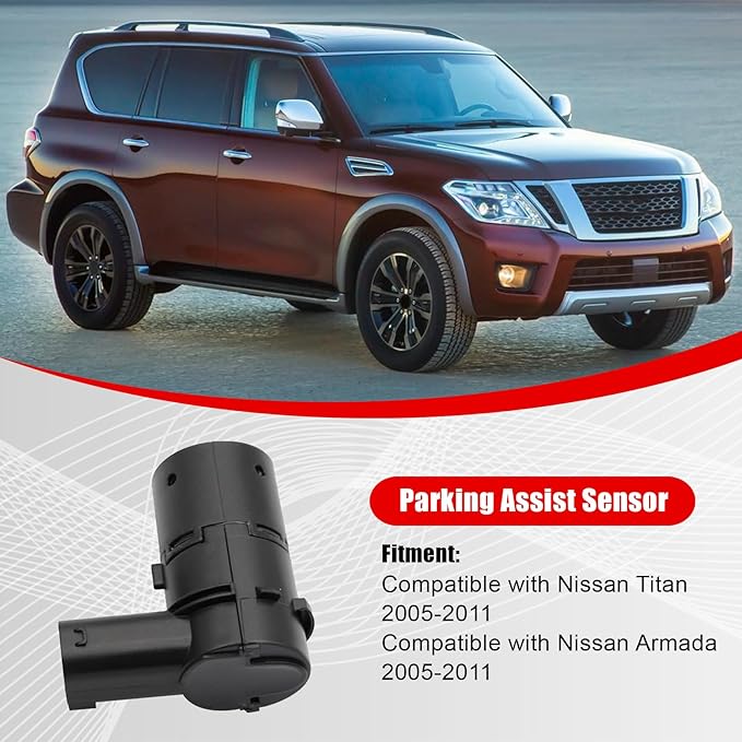 FZJDSD 4Pcs Car Bumper Reverse Parking Assist Sensor Compatible with Nissan Titan Armada 2005-2011 259947S000 259947S10A 259947S200 V38720189 Reverse Backup Parking Assist Sensor
