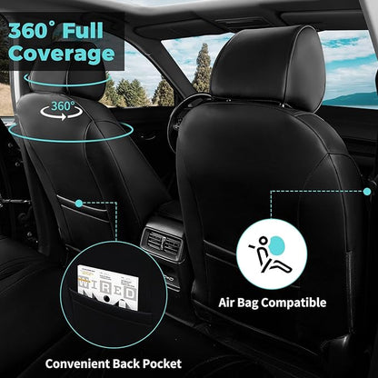 Seat Covers for Honda CRV 2017-2022 EX/EXL/LX/Sport/Touring/Special Edition, Hybrid & Gas,1:1 Custom Fit Leather Seat Covers Full Set - Black