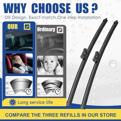 2 wipers Replacement For Q5 SQ5 2009-2018/S5 RS5 2008-2018/Q3 2011-2017/A4 S4 2009-2018 Original Equipment Windshield Wipers 24+20 (Set of 2) Top Lock