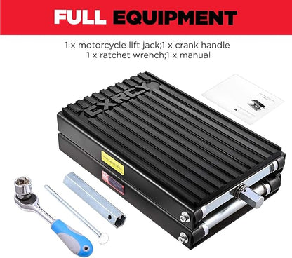 CXRCY 1200 LBS Motorcycle Lift Scissor Jack Black Upgraded Dirt Bike ATV Motorcycle Hoist Stand with Ratchet Wrench,Crank Handle,Thickened Rubber Pad,Wide Deck