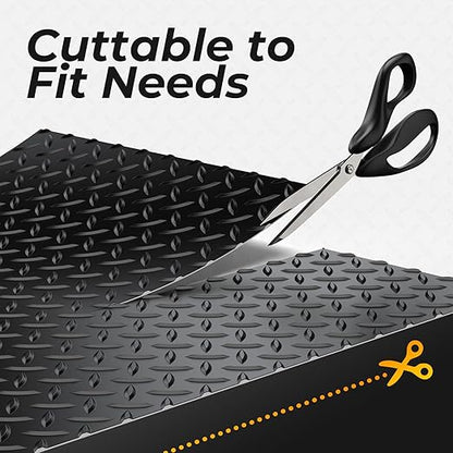7.8 x 22 FT Garage Floor Mat, 2.8mm Thickness Diamond Plate Vinyl Garage Flooring Roll for Under Car, Large Size 172 SQFT for Large SUVs, MPV, Pickup Truck, RV, Black