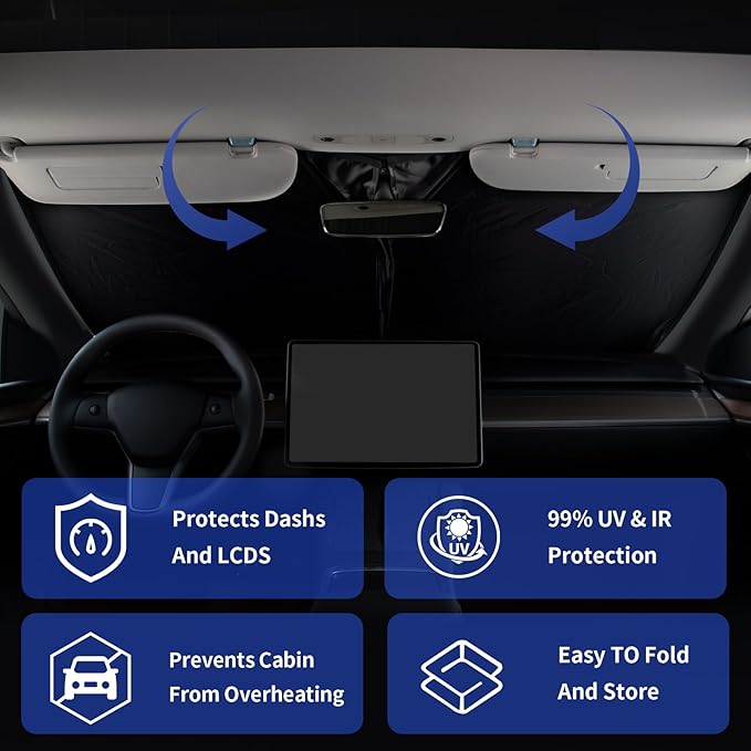 Sunshade Car Windshield Sun Shades for Titan 2024 Pickup Front Window Shield for Nissan Titan 2016-2023 Windshield Cover for 2021 2022 Nissan NV 1500 3500HD Van Minivan Foldable Sun Visor Accessories