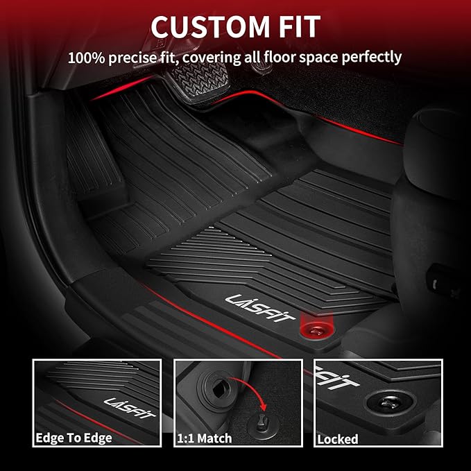 LASFIT Floor Mats for Toyota RAV4 2019-2024 2025(Not Fit Hybrid) All Weather Mats for Toyota RAV 4 LE/XLE/Limited/TRD/Adventure TPE Custom Fit Floor Liner Front and Rear 2 Row Car Mats, Black