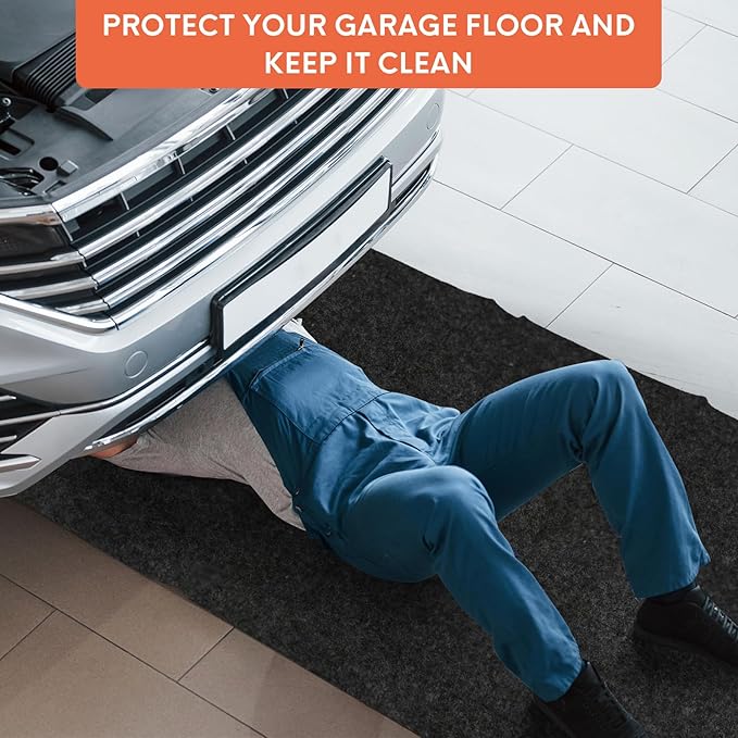 JERIA Oil Spill Mat (17x7.9 Ft) for Under Car Driveway Mats Oil Leaks Absorbent Oil Pad,Rubber Mat Garage Floor,Reusable,Waterproof Backing,Stain Resistant