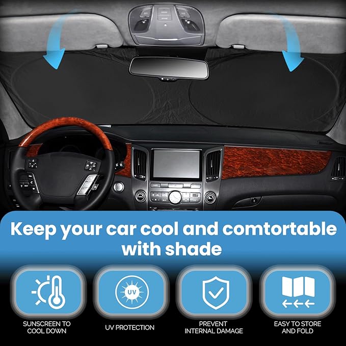 Custom Fit VW Jetta Windshield Sunshade for 2011-2017 2018 Volkswagen VW Jetta Accessories Front Window Shield 210T Silver Coating Cover for Volkswagen Windshield Sun Visor Protector Blocks UV