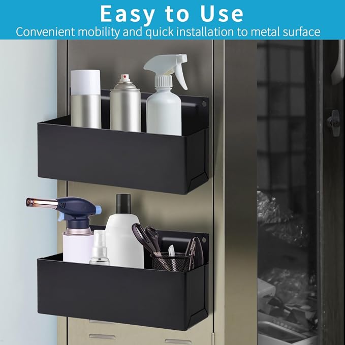 Magnetic Aerosol Spray Can Holder, Magnet Toolbox Bottle Holder, Tool Box Storage Rack for Garage and Home, Craft Workspace, Mechanic Paint Bottle Can Organizer, Black, 3"x8.3"
