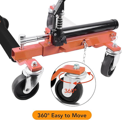2 Pcs Car Wheel Dolly with Hydraulic Tire Jack, 1500LBS Capacity Trailer Dolly for Vehicle Positioning for Truck RV Trailer, Orange
