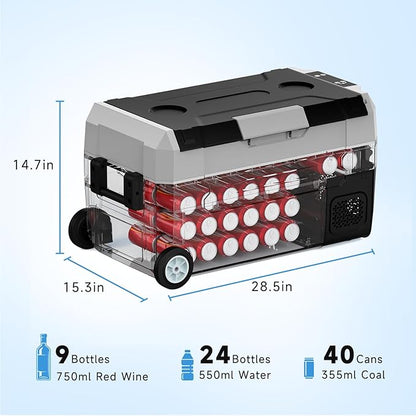 SubSun 12 Volt Car Refrigerator, 37QT Portable Fridge Freezer(-4℉~68℉), Compressor Cooler 12/24V DC and 110~240 AC for Truck Van RV Camper SUV Travel Camping Road Trips