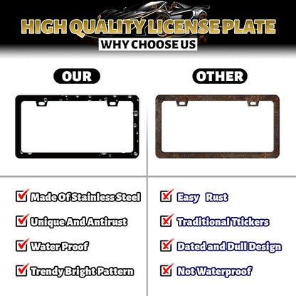 Mountain License Plate Frame Mountains Heartbeat License Plate Holder Colorful License Plate for Car Decoration Stainless Steel Car Accessory with Screws for Men Women 12.3" x 6.3"