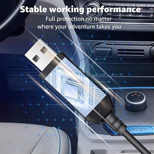 Radar Detector Colied Cable with USB to RJ11 Plug Cable 5V-12V Power Cable Compatible with Escort Uniden Radenso XP Beltronics Cobra Whistler 9.8FT Powered for 12V Radar Detectors