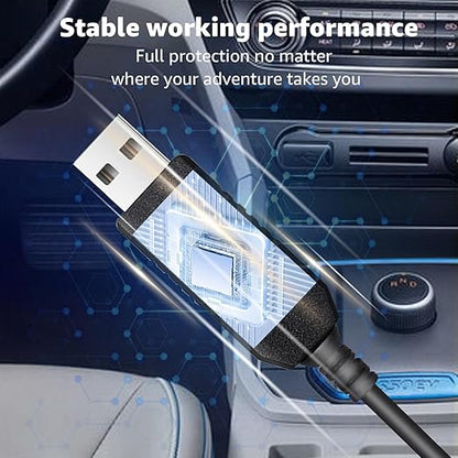 Radar Detector Colied Cable with USB to RJ11 Plug Cable 5V-12V Power Cable Compatible with Escort Uniden Radenso XP Beltronics Cobra Whistler 9.8FT Powered for 12V Radar Detectors