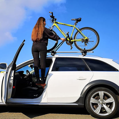 TOOENJOY Universal Fit Car Door Step, Foldable Roof Rack Door Step Up on Door Latch, Both Feet Stand Pedal Ladder, Easy Access to Rooftop for Most Car, SUV, Truck, Max Load 400 lbs(Orange