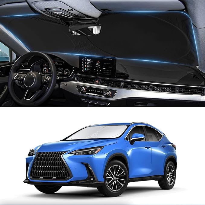 Custom Fit NX NX250 Windshield Sunshade for 2015-2022-2024 2025 Lexus NX350 NX350h NX450h Accessories Front Window Shades Cover for Windshield Sun Visor Protector 210T Reflector Block Heat UV Rays