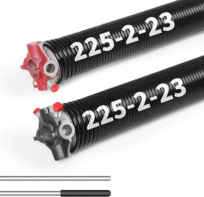 Pair of 2"Garage Door Torsion Springs Set with Non-Slip Winding Bars, Electrophoretic Coated (0.225X2"X23")