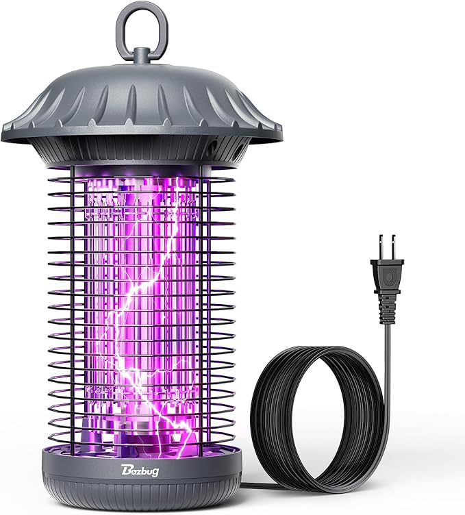 Buzbug LED Bug Zapper Indoor Outdoor, 10 Years Lifespan, 6.5ft Power Cord, IPX4 Waterproof, High-Voltage, Mosquito Zapper, Fruit Fly Mosquito Moth Gnat Trap Killer Zapper -MO008C (Pewter)