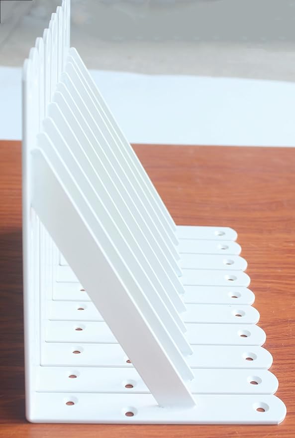 12 Pack L8 x H 6" White Heavy Duty Shelf Brackets with Screws Metal Shelf Brackets Shelf Support Angle Brackets for Shelves L Brackets Heavy Duty Floating Shelf