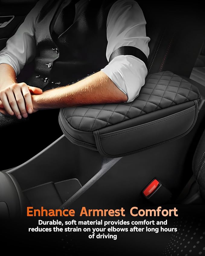 CDEFG for Chevrolet Trax 2024-2025 Center Console Cover Armrest Box Cover for Chevy Trax (LS, 1RS, LT, 2RS, ACTIV) Accessories Arm Rest Protector Leather Checkered Padded Side Pocket