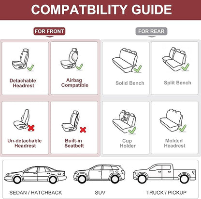 Front Seat Covers, 2 Pieces Universal Seat Covers for Cars, Waterproof Leather Auto Seat Protectors with Head Pillow, Car Seat Cushions Fit for Most Sedans SUV Pick-up Truck, Wine Red