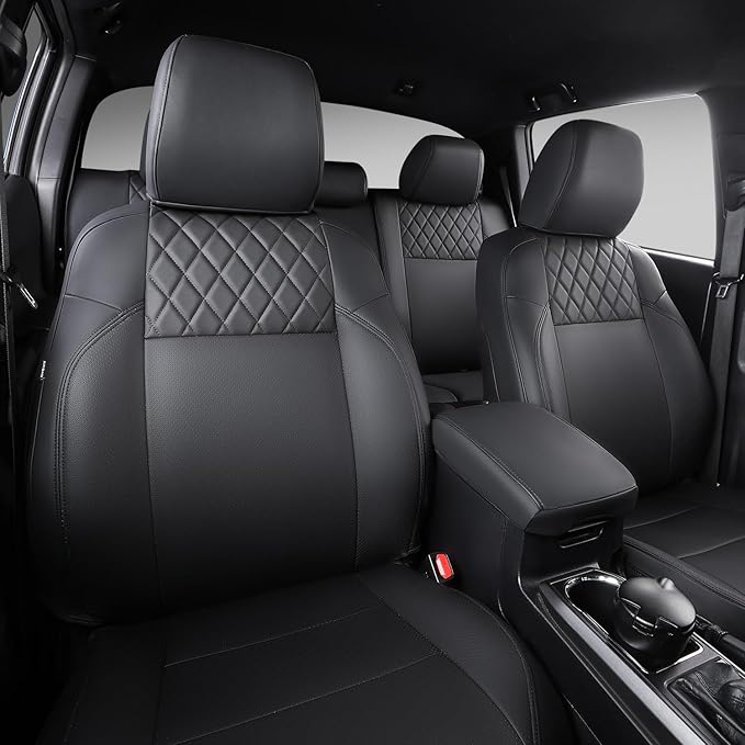 PTYYDS Seat Covers Compatible with 2016-2023 Toyota Tacoma Seat Covers SR5 TRD Off Road Limited PU Leather Car Full Set Protector Replacement for 2016-2023 Toyota Tacoma Accessories